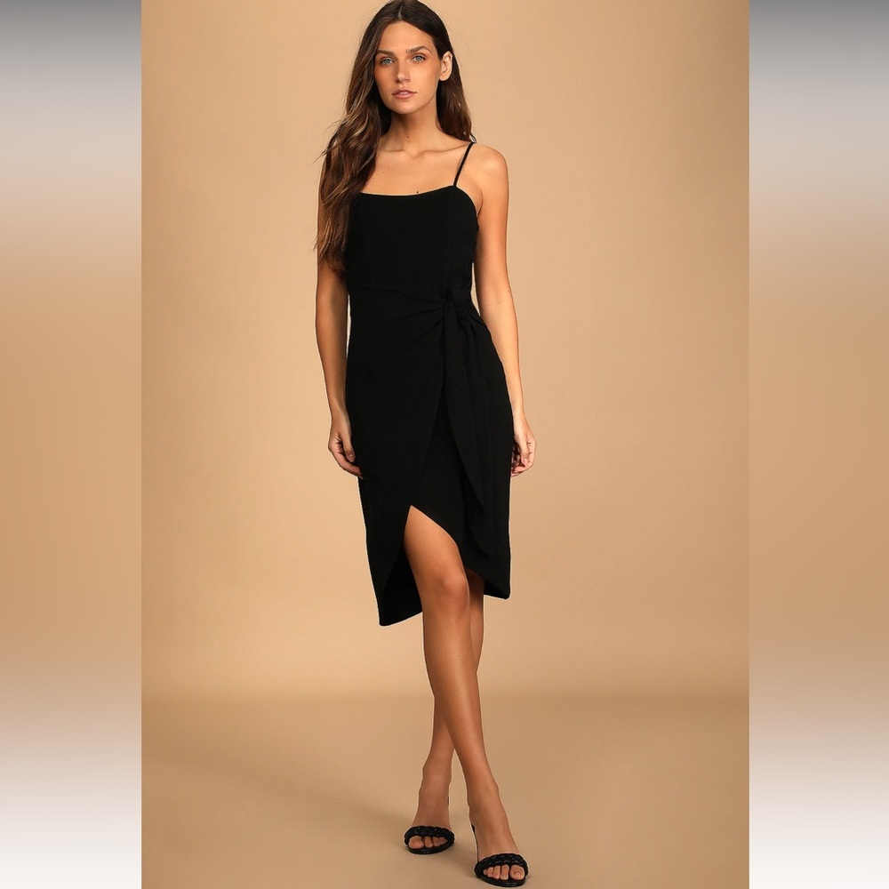 Black Faux Wrap Dress
